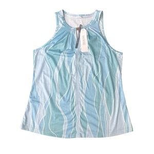 New Saukole Sleeveless Keyhole Tank Top Womens Medium Blue Casual